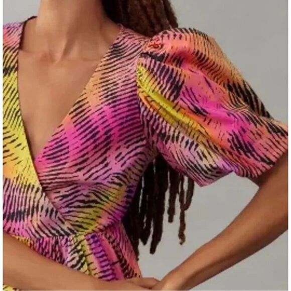NWT Anthropologie PLENTY BY TRACY REESE Dress Medium Pink Zebra Print Babydoll - Picture 3 of 14